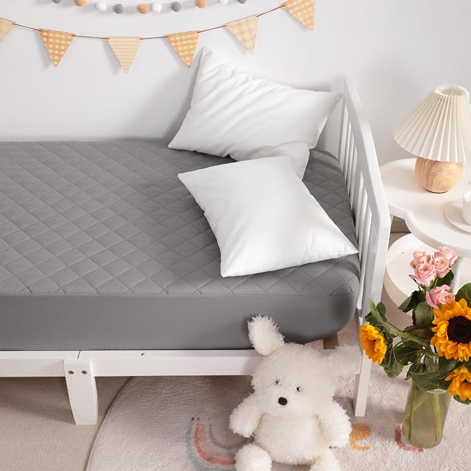 NTBAY 2 Pack Waterproof Crib Mattress Protector, Quilted 28"x52" Toddler Fitted - Image 7