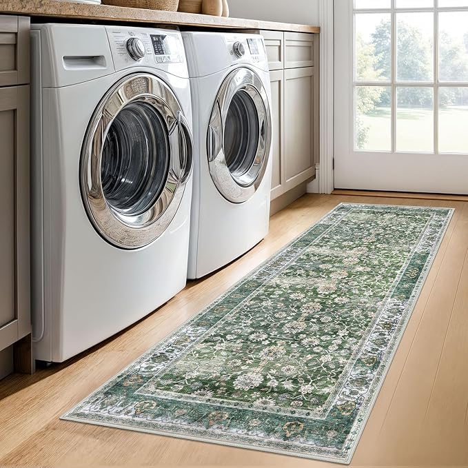 KUTA Runners for Hallways 2x6, Vintage Floral Rug Non-Slip Washable Kitchen - Image 3