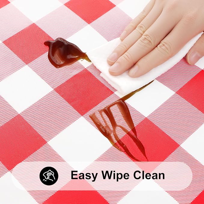 Smiry Rectangle Picnic Table Cloth, Elastic Waterproof Fitted Vinyl Tablecloths - Image 4
