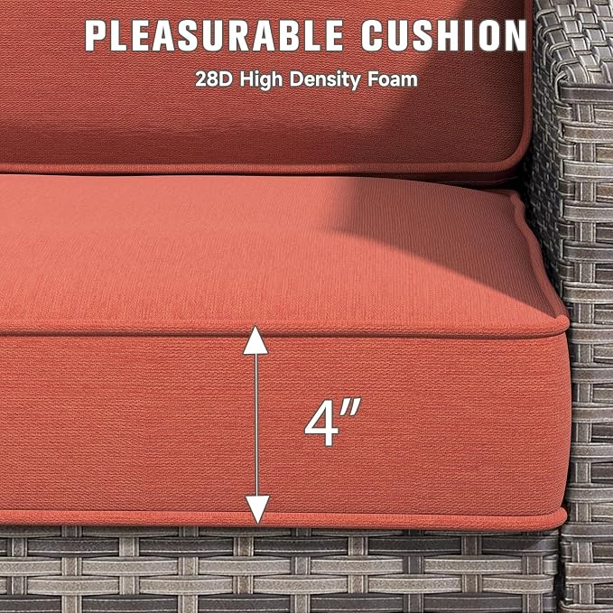 Outdoor Chair Cushions 23" x 24" x 4", Patio Deep Seat Replacement Cushions Set - Image 9