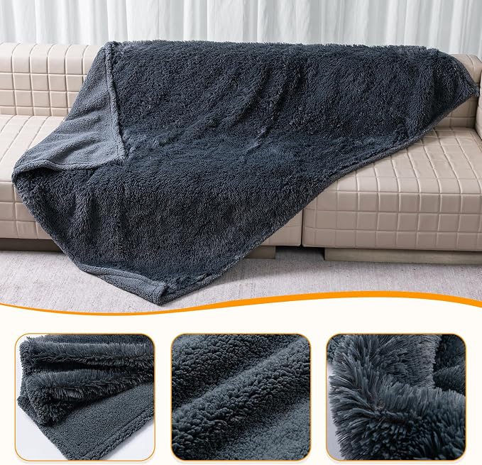 Calming Cat Blanket for Bed Couch Sofa Cover Grey Waterproof Dog Blankets for - Image 7