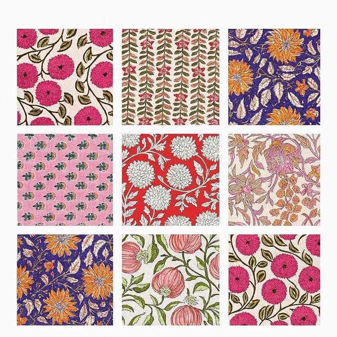 INDIANHANDICRAFTS 10 Pc Mix Lot Hand Block Print Napkin, 100% Cotton, 16x16 Inch by Unknown