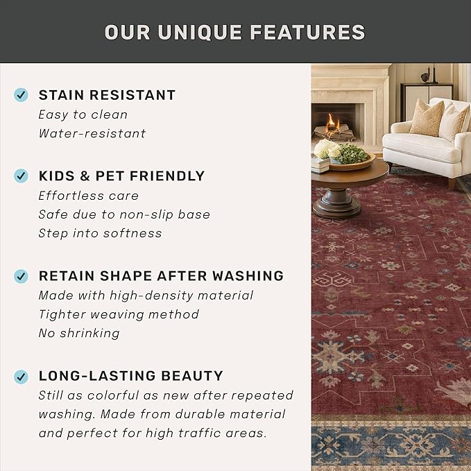 Burgundy 2x4 Washable Entry Rug - Image 7