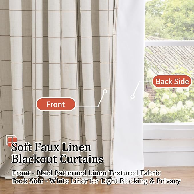 Brown Linen Blackout Curtains for Living Room - Image 3