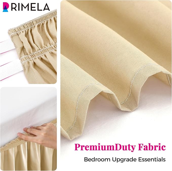 RIMELA Beige Bed Skirt Queen Size 15 Inch Drop, Wrap Around Elastic Bedskirt - Image 8