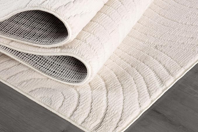 Beverly Rug Micro Loop Area Rug Light Gray 5x7 Geometric Modern Luxury Circular - Image 7