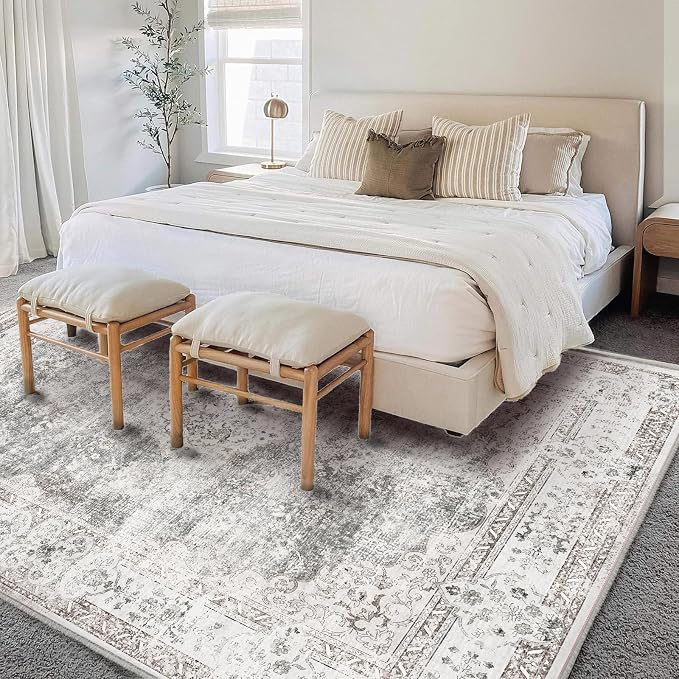 Area Rug 6'x9' Washable Vintage Traditional Floor Cover Thin Retro Kitchen - Image 2
