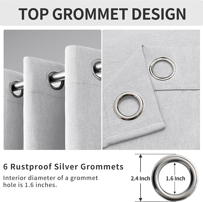 Easy-Going Linen Look Blackout Curtain Grommet Window Curtain Drapes - Image 6