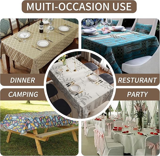 Rectangle Table Cloth, 100% Waterproof Tablecloth Oil Proof Spill Proof Vinyl - Image 7