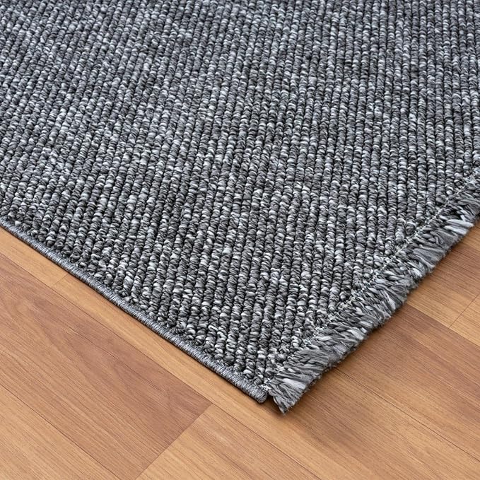 LUXE WEAVERS Solid Machine Woven Smoke 6x9 Area Rug, Indoor Stain-Resistant - Image 4