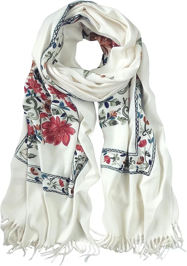 Urban CoCo Women's Embroidered Tassel Long Shawl Oversize Scarf Wraps by UrbanCoCo