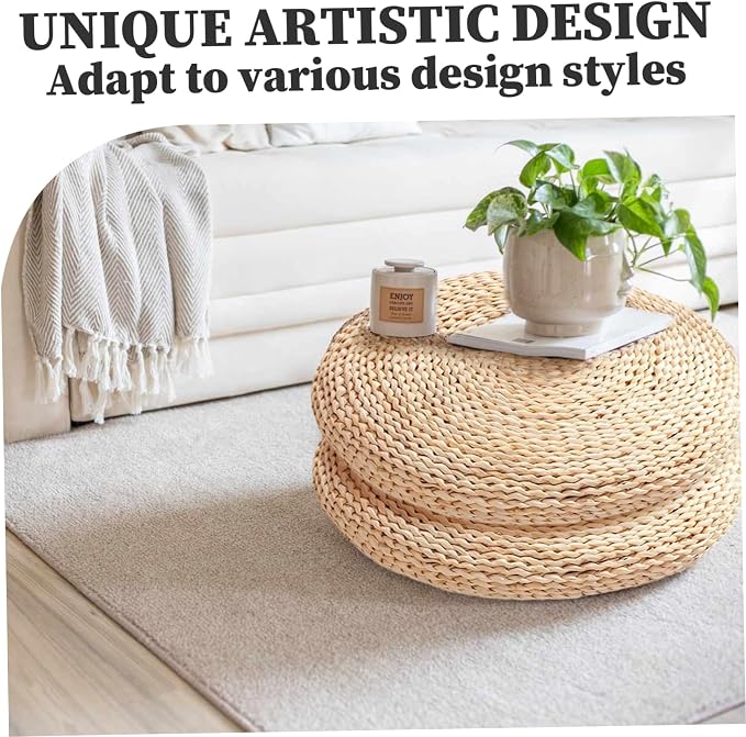 Tatami Floor Cushion, 15x2.4 Round Floor Seating, Japanese Chair, Natural Woven - Image 3