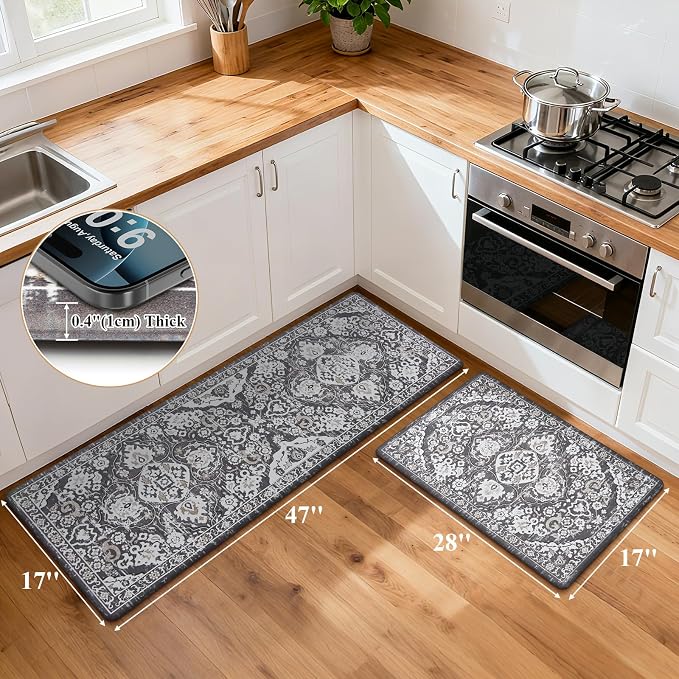 Ileading Anti Fatigue Kitchen Rugs Sets of 2 Cushioned Kitchen Mats - Image 2