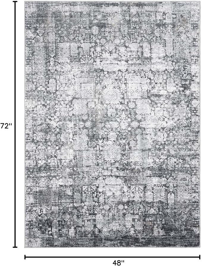 Area Rug 4×6, Vintage Boho Rug, Ultra-Soft Low Pile, Non Slip, Stain Resistant - Image 2