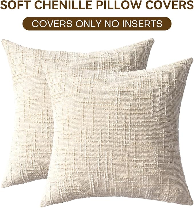 Decorative Throw Pillow Covers 22x22 Inch Set of 2, Soft Solid Farmhouse - Image 4