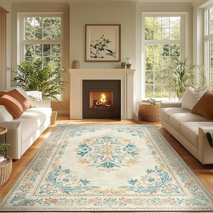 jinchan Vintage Floral 8x10 Area Rugs by JINCHAN