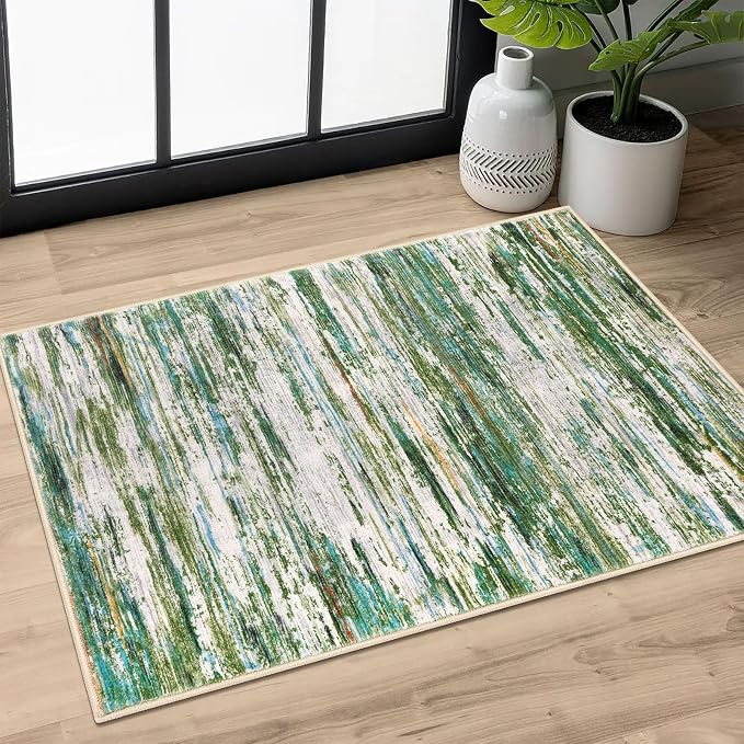 2x3 Modern Abstract Rug for Entryway, Non-Slip Kitchen Rugs, Low-Pile Mat for by SiiloomRug