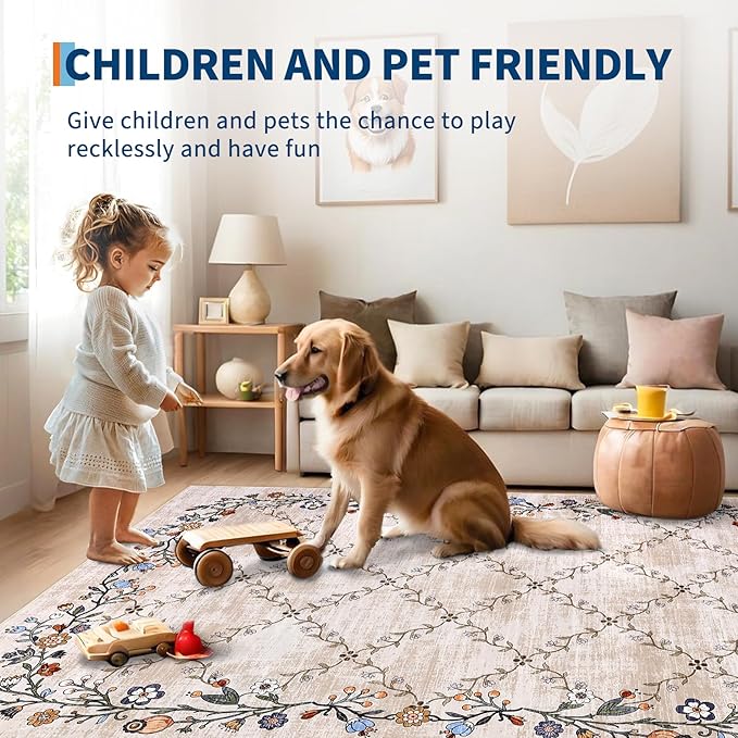 Garveehome 5x7 Washable Floral Area Rugs - Image 7