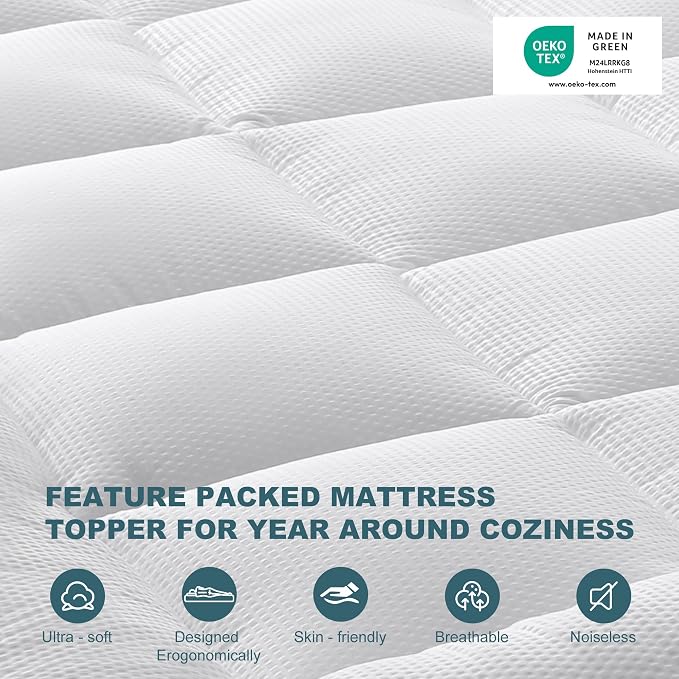 UNILIBRA Full Size Mattress Pad Pillow Top Mattress Cover Padded - Image 2