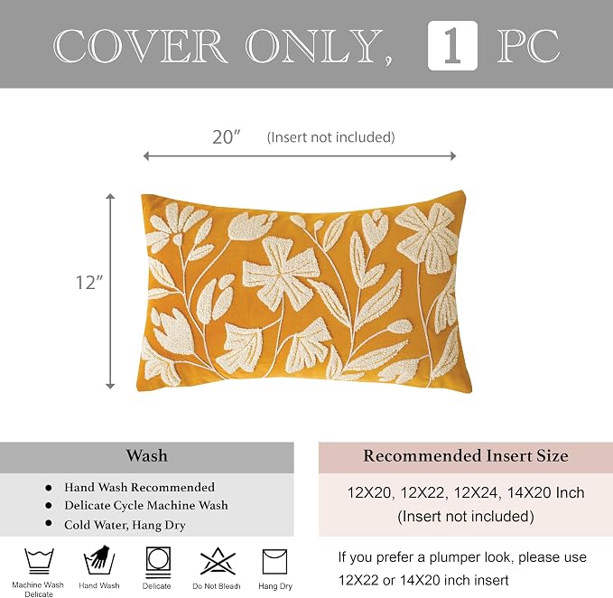 BlissBlush Fall Throw Pillow Cover 12x20, Tufted Farmhouse Textured Pillowcase - Image 4