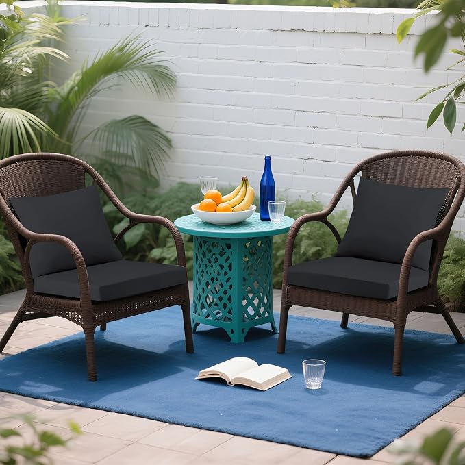 Outdoor Seat Cushion Set 19 x 19 In, Water-Resistant & Fade-Resistan, Patio - Image 2