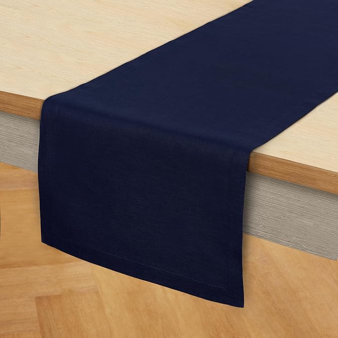 Solino Home Linen Navy Blue Table Runner 60 Inches - Image 2