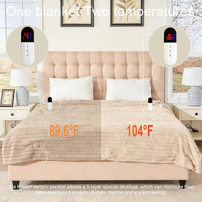 Electric Blanket, Soft Stripe Heated Blanket - Image 8
