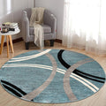 Rugshop Modern Wavy Circles Design Round Rug, Carpet by Rugshop