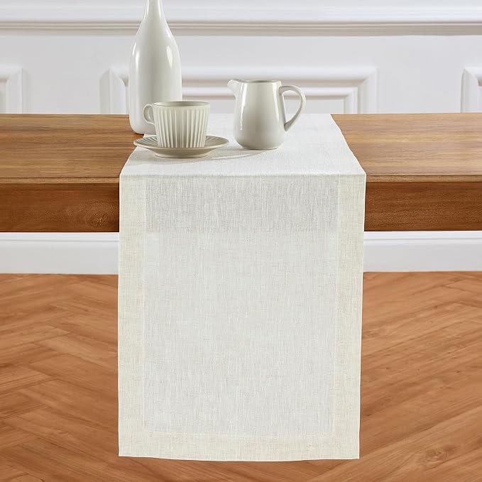 Solino Home 100% Pure Linen Light Flax Table Runner 36 Inches by SolinoHome