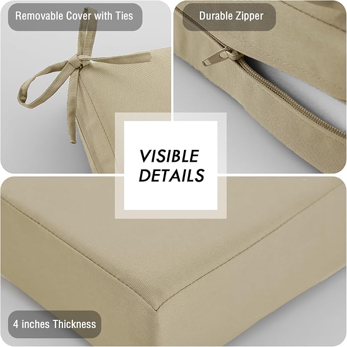 idee-home Outdoor Cushions for Patio Furniture, Outdoor Seat Cushions 28.5 x - Image 7