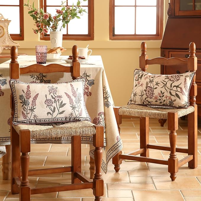 ISAENNE Design Linen Vintage Throw Pillow Covers 12"x20" Pack of 2, Rectangle - Image 6