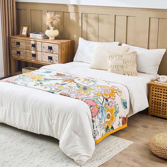 Farmhouse Throw Blanket, 100% Cotton Bohemian Vintage Quilt - Image 8