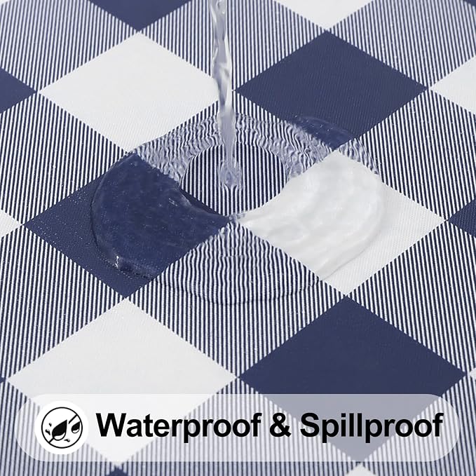 Smiry Rectangle Picnic Table Cloth, Elastic Waterproof Fitted Vinyl Tablecloths - Image 3