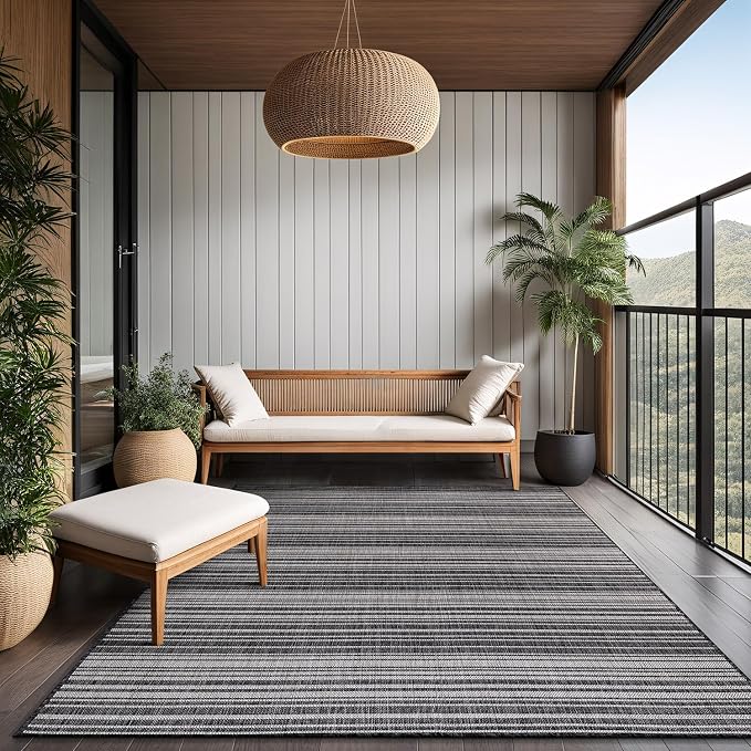 Stripe Outdoor Rug 5x7 Washable Outside Carpet - Image 7
