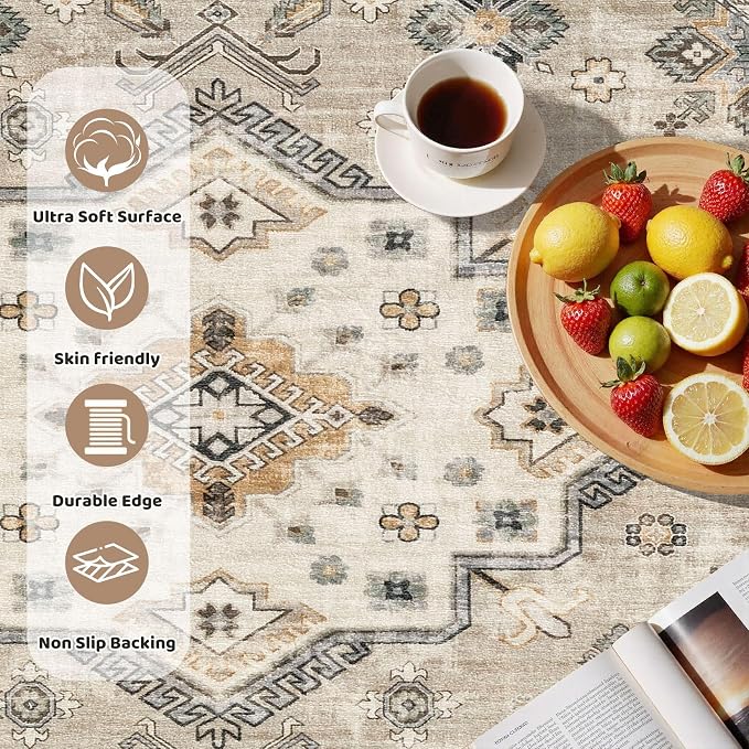 8ft Round Vintage Living Room Area Rug - Image 2