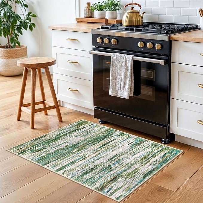 2x3 Modern Abstract Rug for Entryway, Non-Slip Kitchen Rugs, Low-Pile Mat for - Image 3