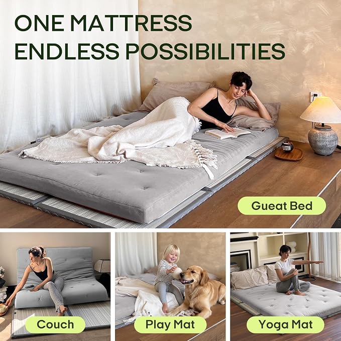 ZonLi Japanese Floor Futon Mattress Full Size 75"x 54", 100% Cotton Cover 2.5'' - Image 5