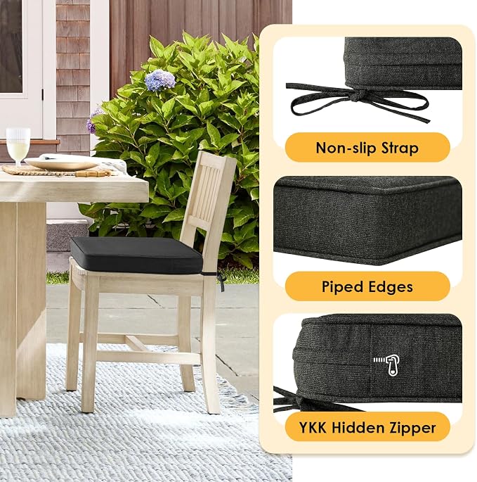 Outdoor Sunbrella Square Corner Seat Cushion, 18.5"x16"x3", Non Slip Seat - Image 5