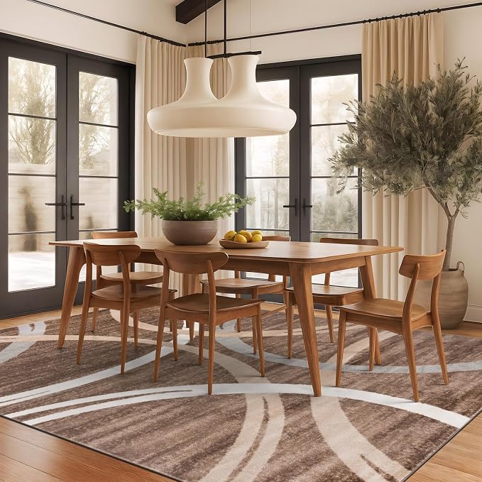 Rugshop Modern Wavy Circles Design Area Rug, Non-Shedding Carpet - Image 8