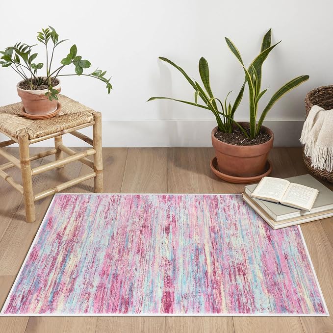 2x3 Modern Abstract Rug for Entryway, Washable Non-Slip Kitchen Rugs, Low-Pile - Image 2