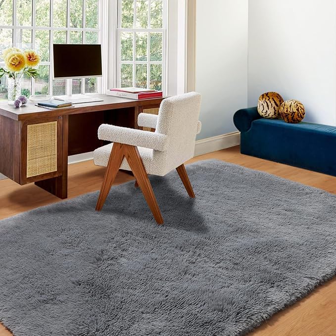 ONASAR Grey 3x5 Rugs for Bedroom, Fluffy Washable Gray Bedside Area Rug - Image 9
