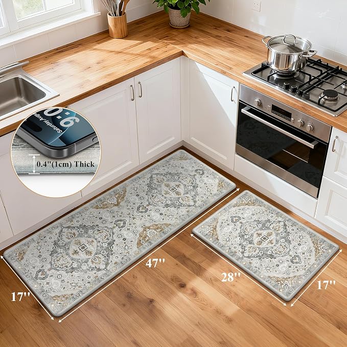 Ileading Anti Fatigue Kitchen Rugs Sets of 2 Cushioned Kitchen Mats - Image 2