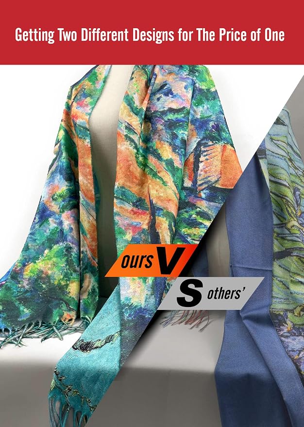 VENVSBEE Reversible Scarf Soft Large Shawl Wrap Blanket Double Sided Art Print - Image 6