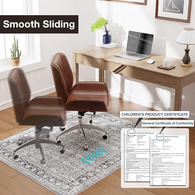 Modern Grey 60" x 75" Hard floor Chair Mats, Machine Wash Computer Chair Mat - Image 3