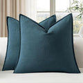 EMEMA Decorative Linen Throw Pillow Covers 18x18 Inch Navy Blue Boho Farmhouse by EMEMA