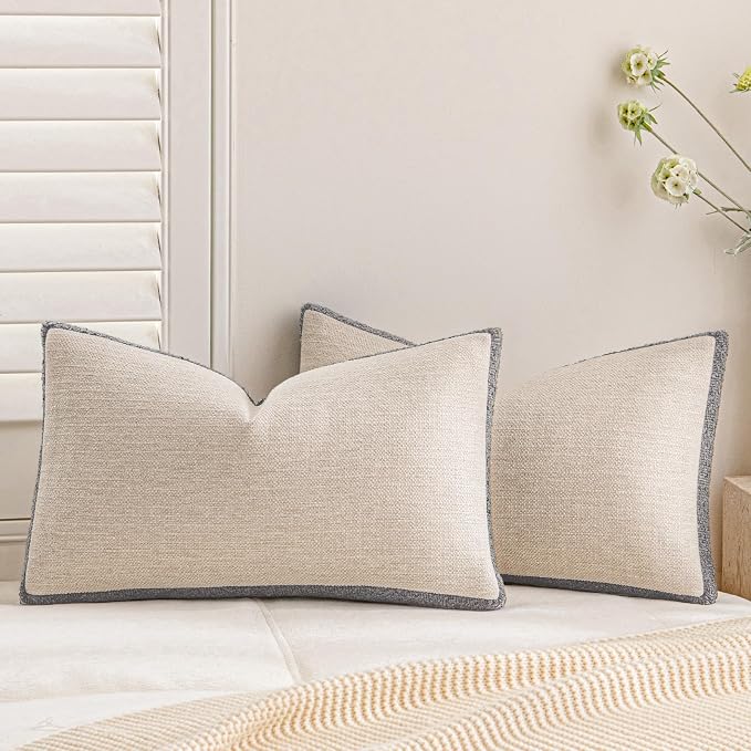 a moment Loop Yarn Linen-Like Pillow Cover Natural Soft Decorative Throw Pillow by amoment