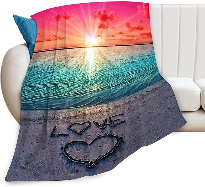 Love Ocean Beach Blanket by citari