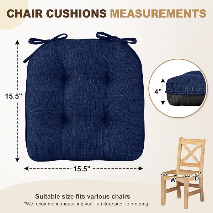 downluxe Indoor Chair Cushions for Dining Chairs, Tufted Overstuffed Textured - Image 2