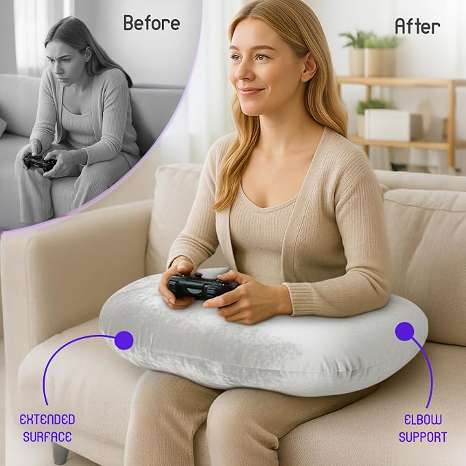 MELLO Lap Pillow for Reading – Memory Foam Gaming Pillow for Lap, Elbow and Arm - Image 6