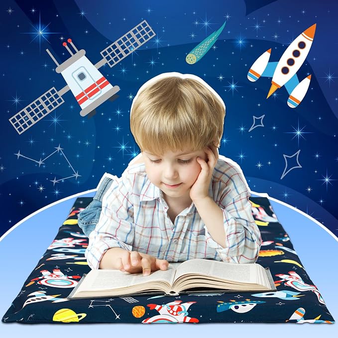 2 Pcs Dinosaurs Nap Mat Cover for Boys Girls Sewn in Flap Design Blue Sleeping - Image 3